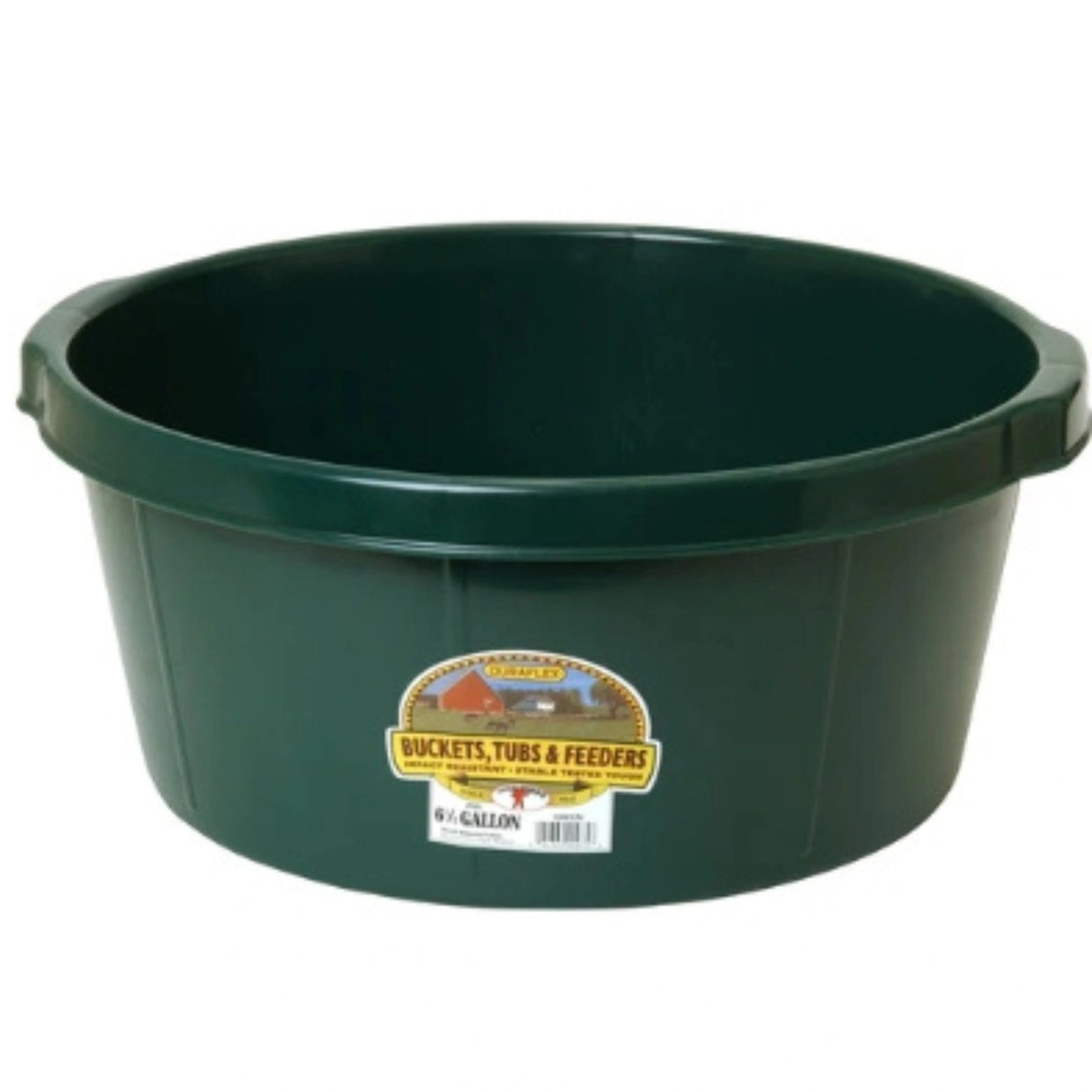 A front view of a green 6.5 Gallon Plastic All-Purpose Tub on a white background