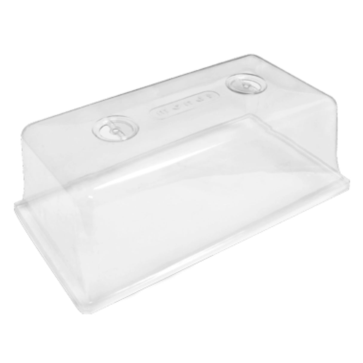 Front view of Mondi propagation dome mini greenhouse 7 inch with easy vents on a white background