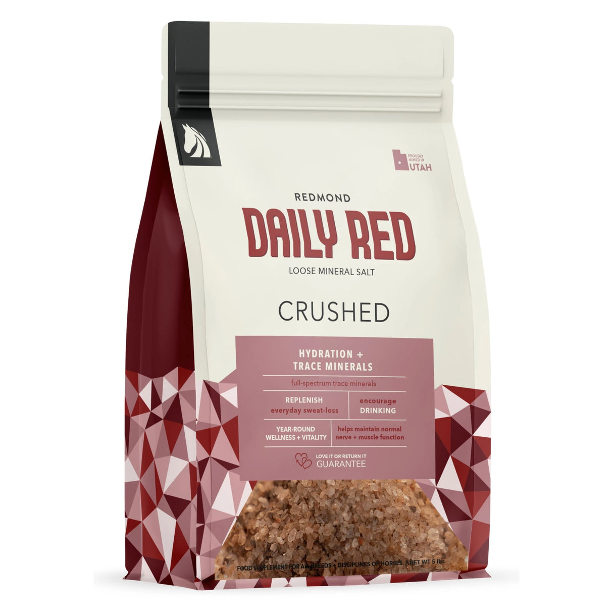 Front view of Redmond Loose Mineral Salt Crushed Horse Feed on a white background