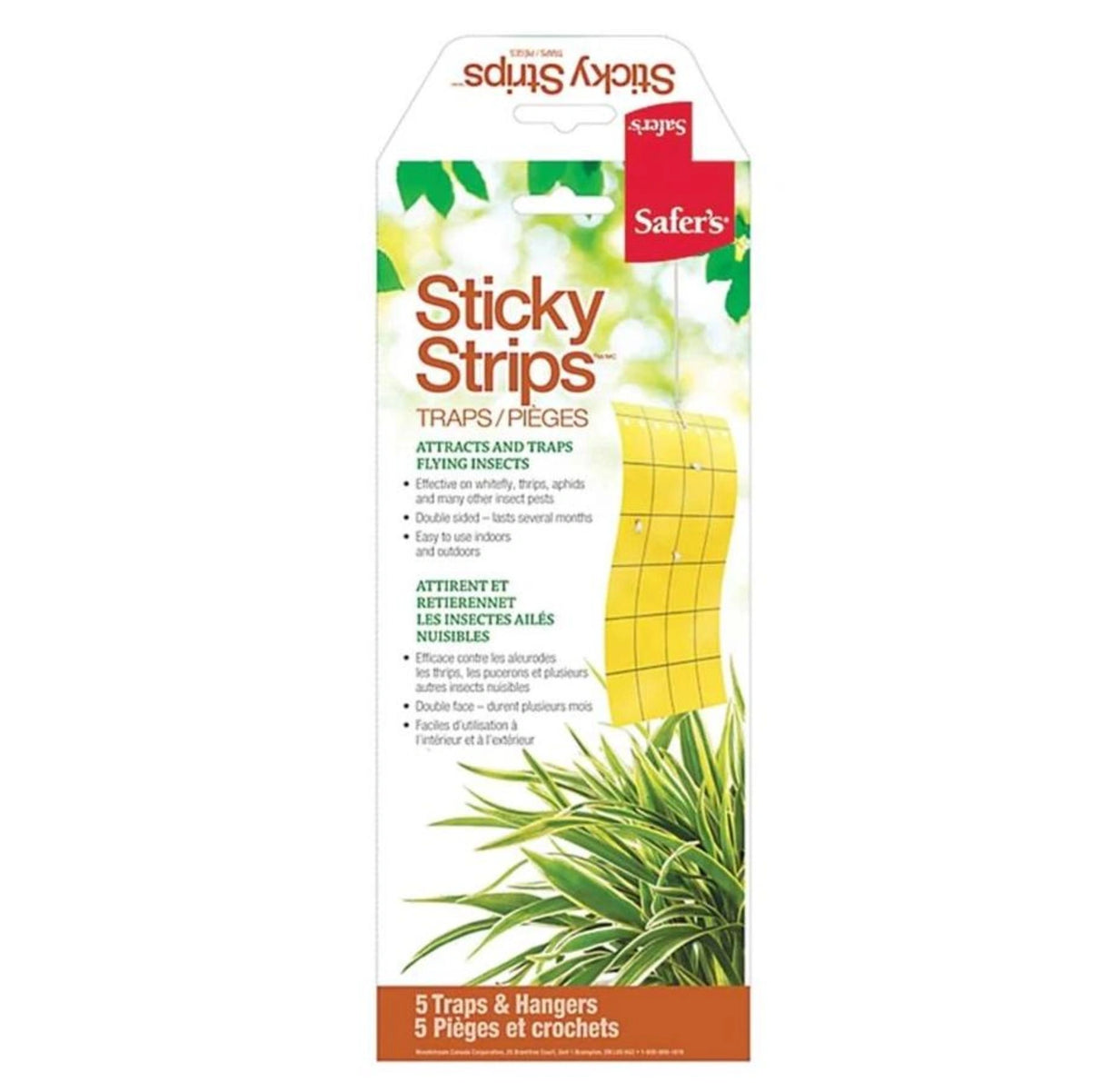 Front view of Safer's Sticky Strips Insect Traps 5pk Pest Control on a white background