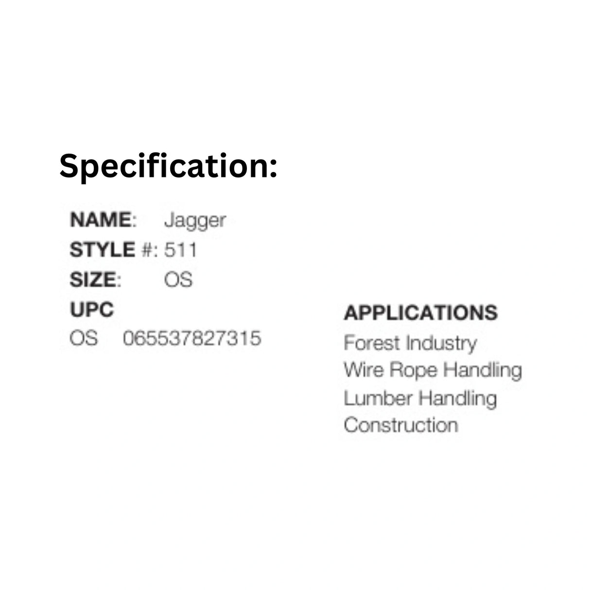 Product specification of Watson 511 Jagger Safety Gloves