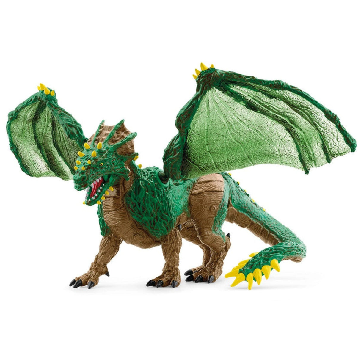 A close-up view of Schleich Jungle Dragon toy from the Elrador Creatures collection on a white background