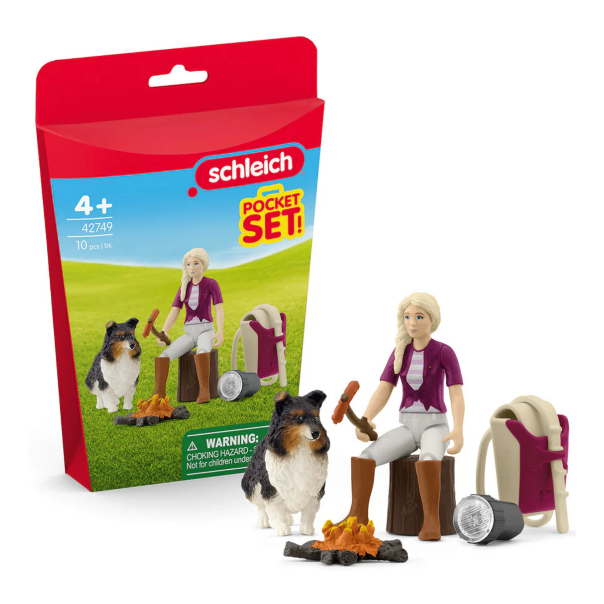 Front view of Schleich Friends & Family BBQ Sofia Horse Toy on a white background