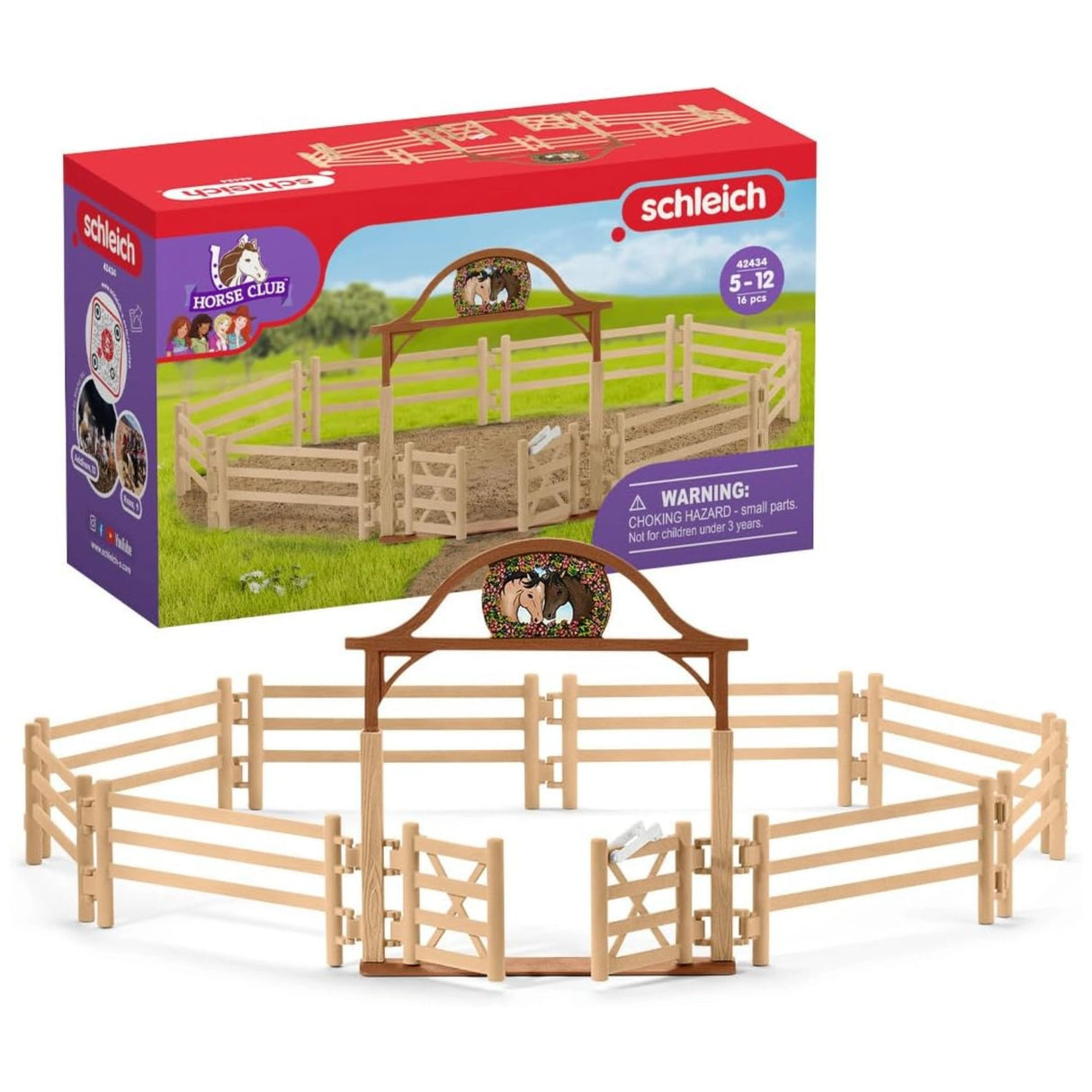 A front view of Schleich Horse Toy Paddock with Entry Gate on a white background