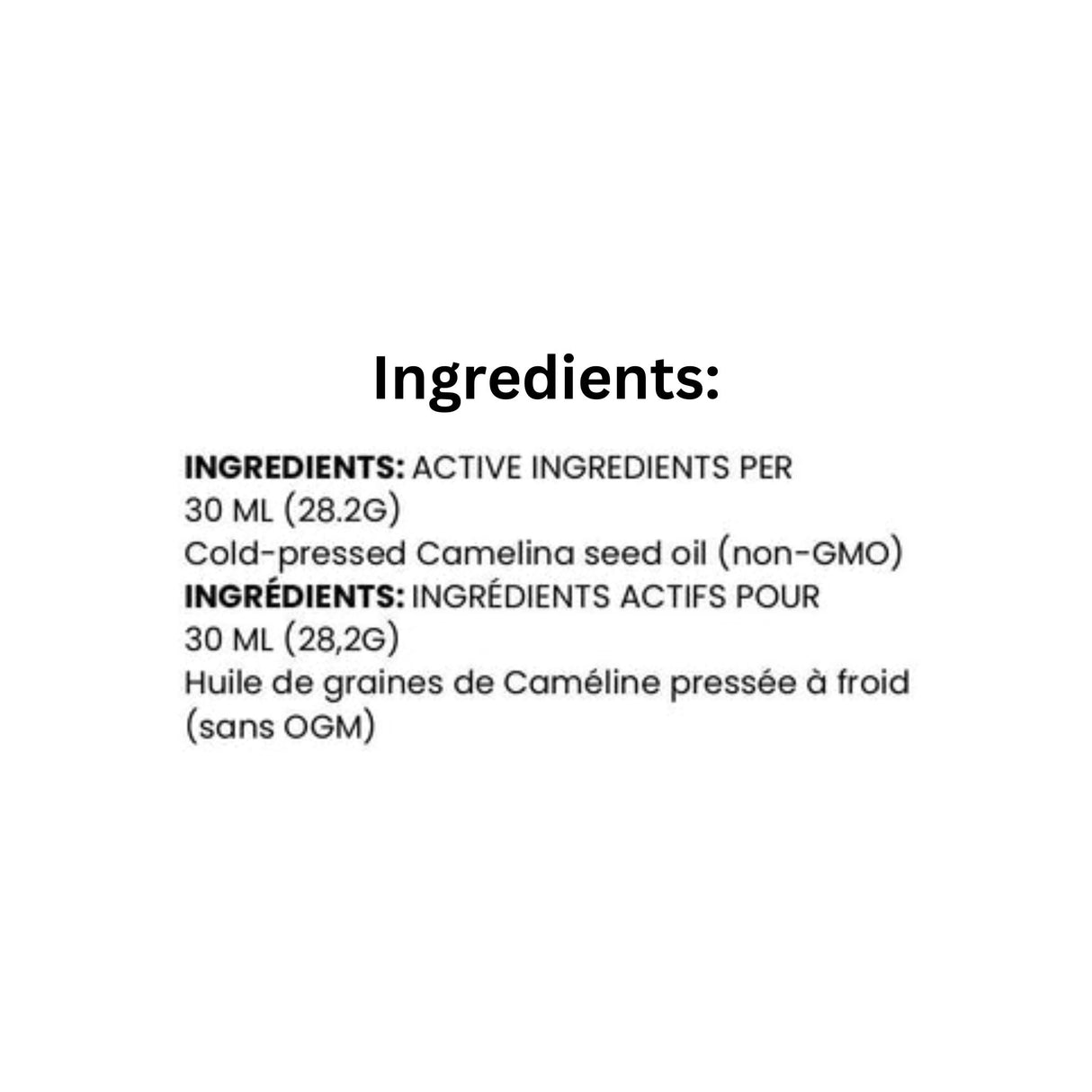 Ingredients of Smart Earth Camelina Horse Supplement