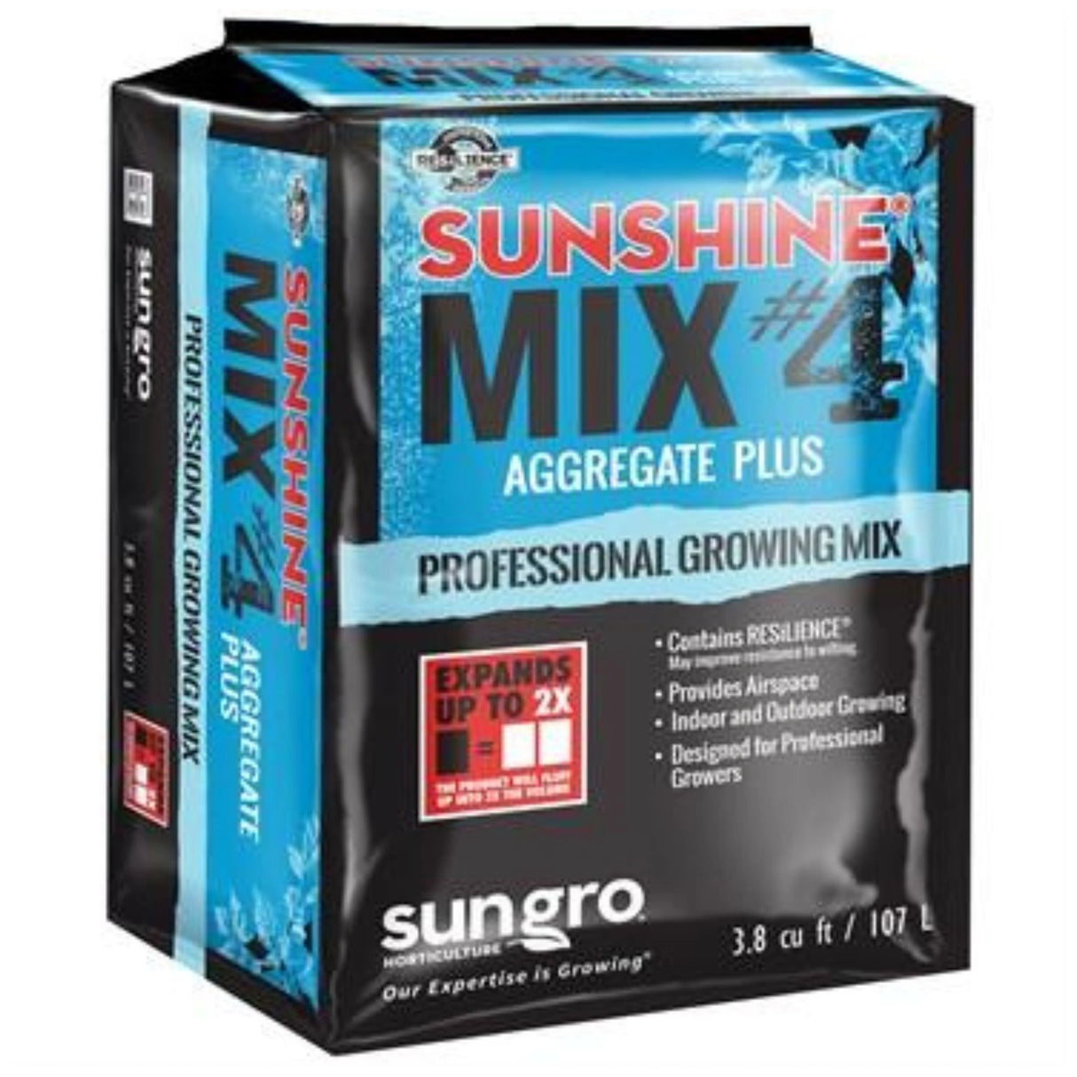Front view of Sun Gro Horticulture Sunshine Mix #4 Professional Growing Soil Mix on a white background