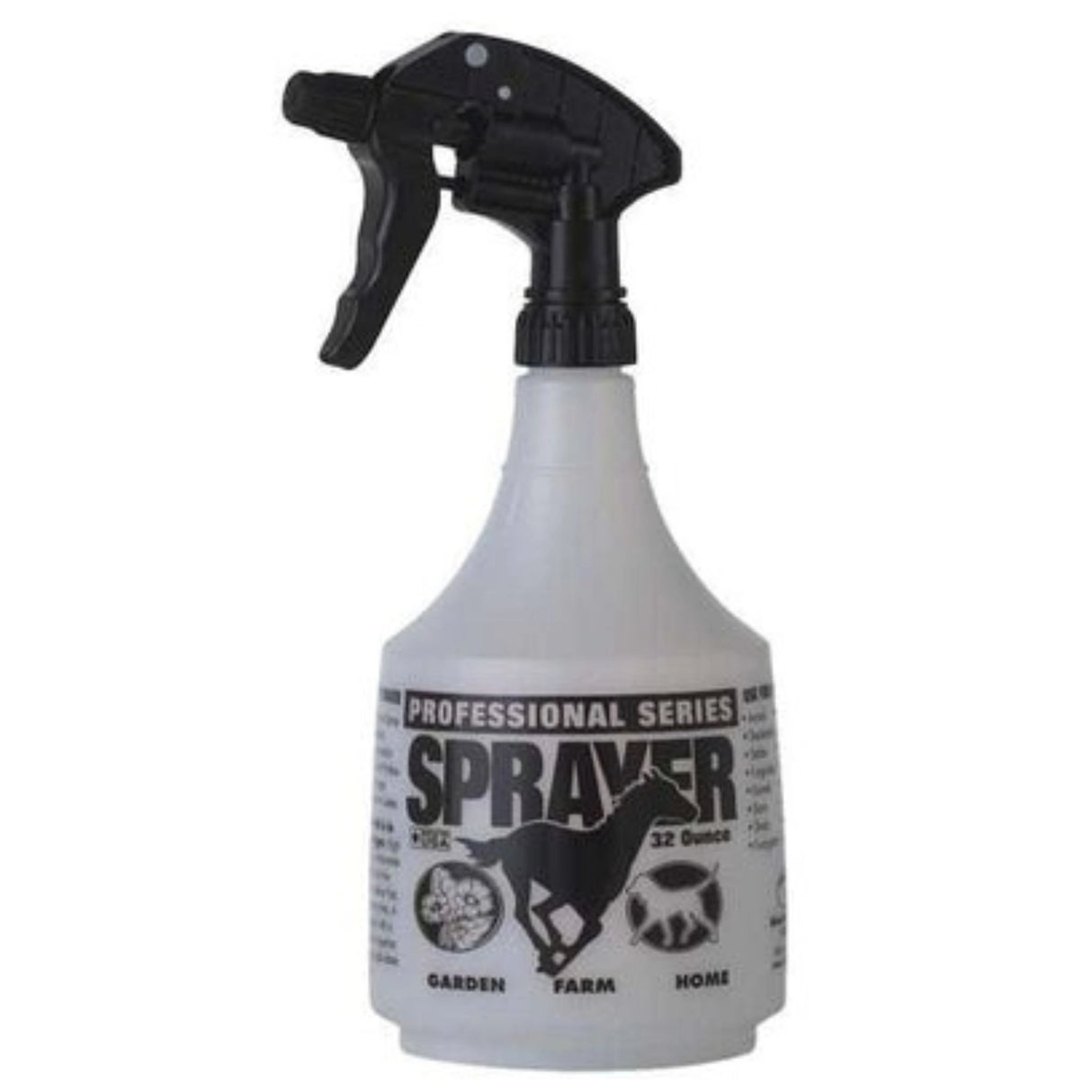 Front view of Black Little Giant 32 Ounce All-Purpose Spray Bottle on a white background