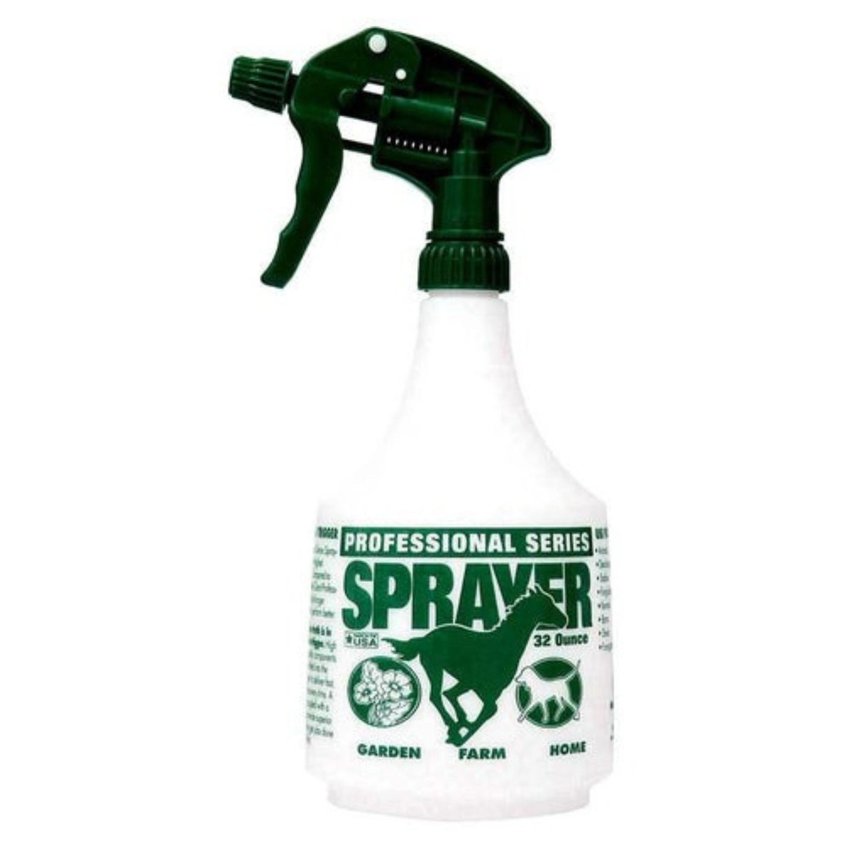 Front view of Green Little Giant 32 Ounce All-Purpose Spray Bottle on a white background