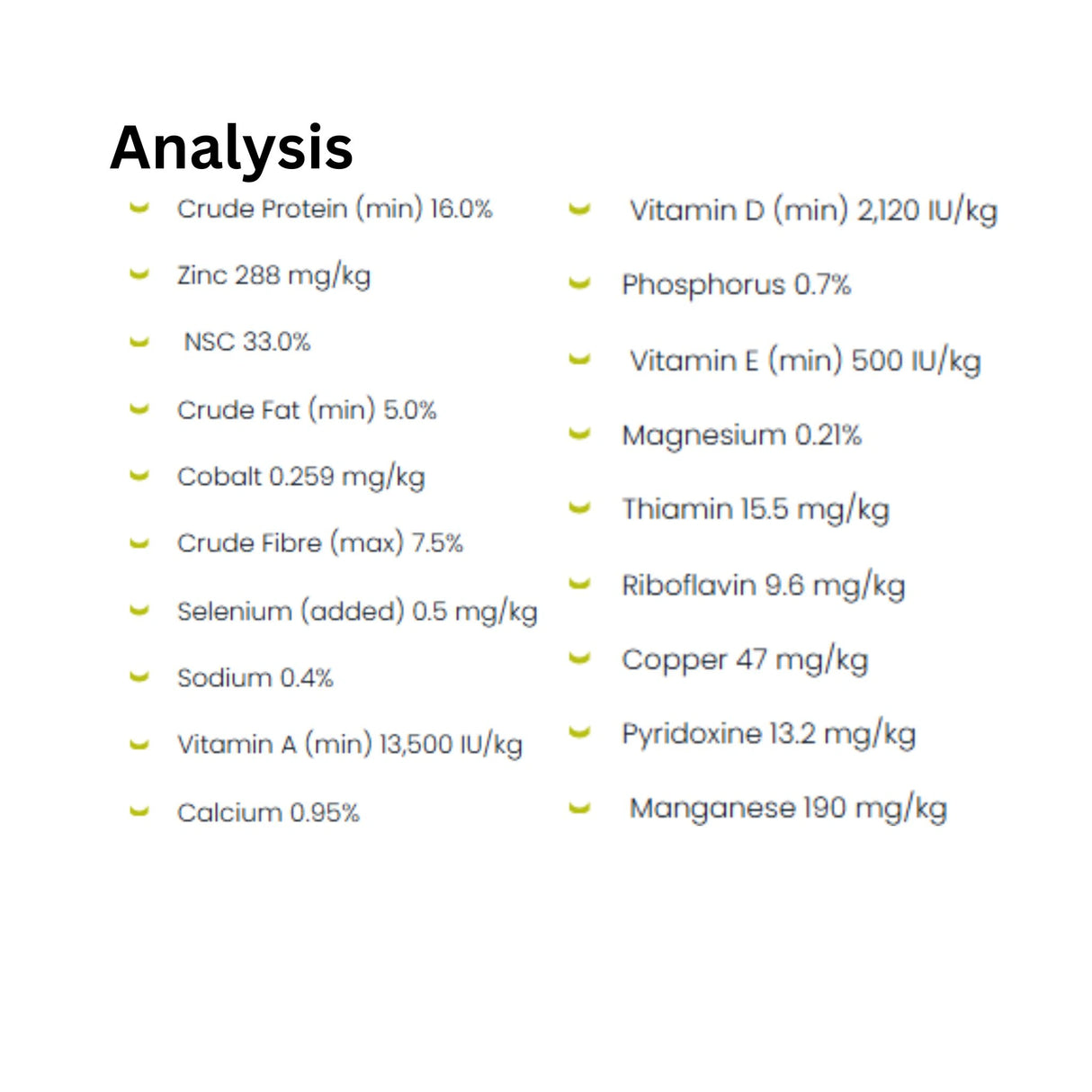 A feed analysis of Step 1 Start Right - Broodmares and Growing Horses Horse Feed