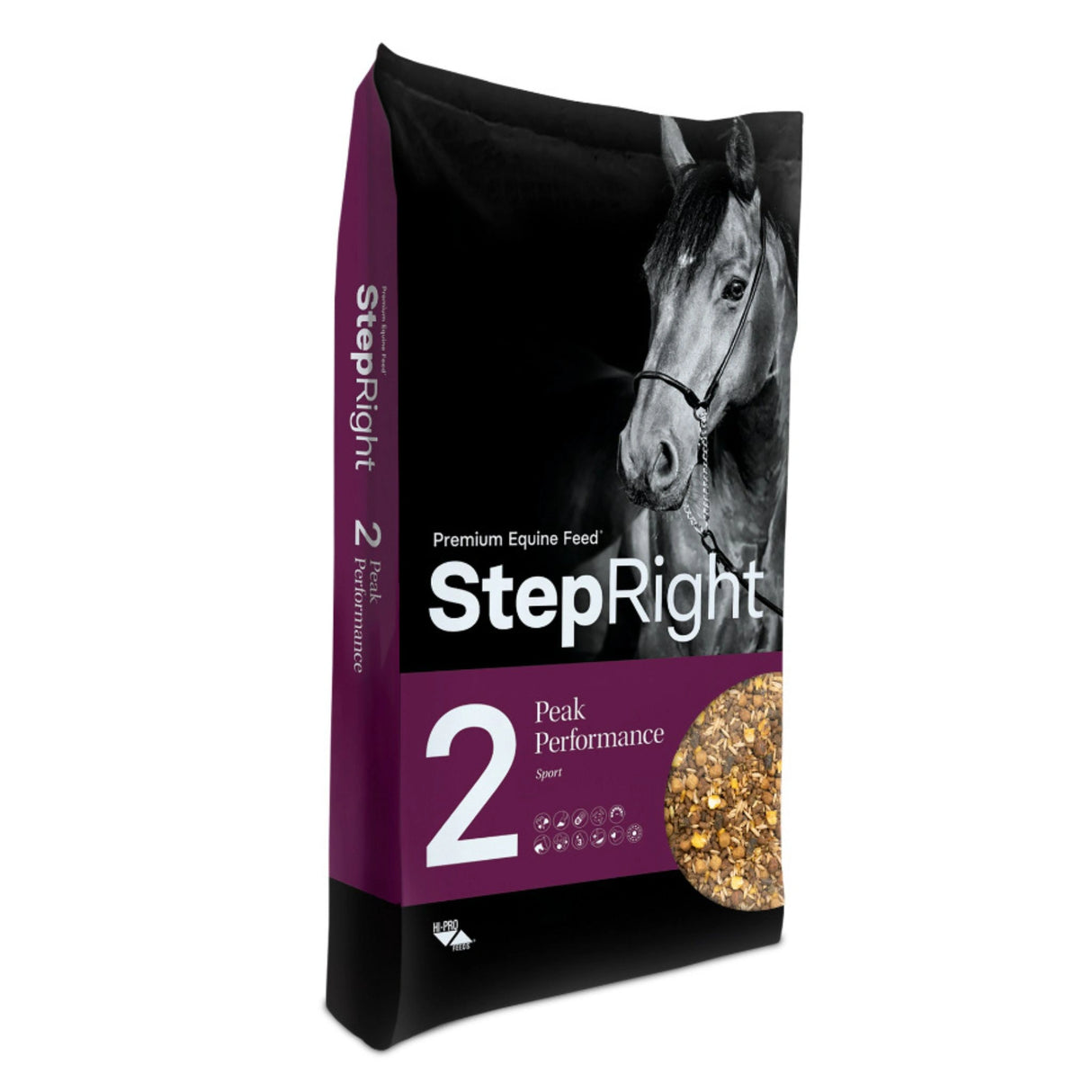 A front side view of Horse Feed Step 2 Peak Performance - Sport on a white background