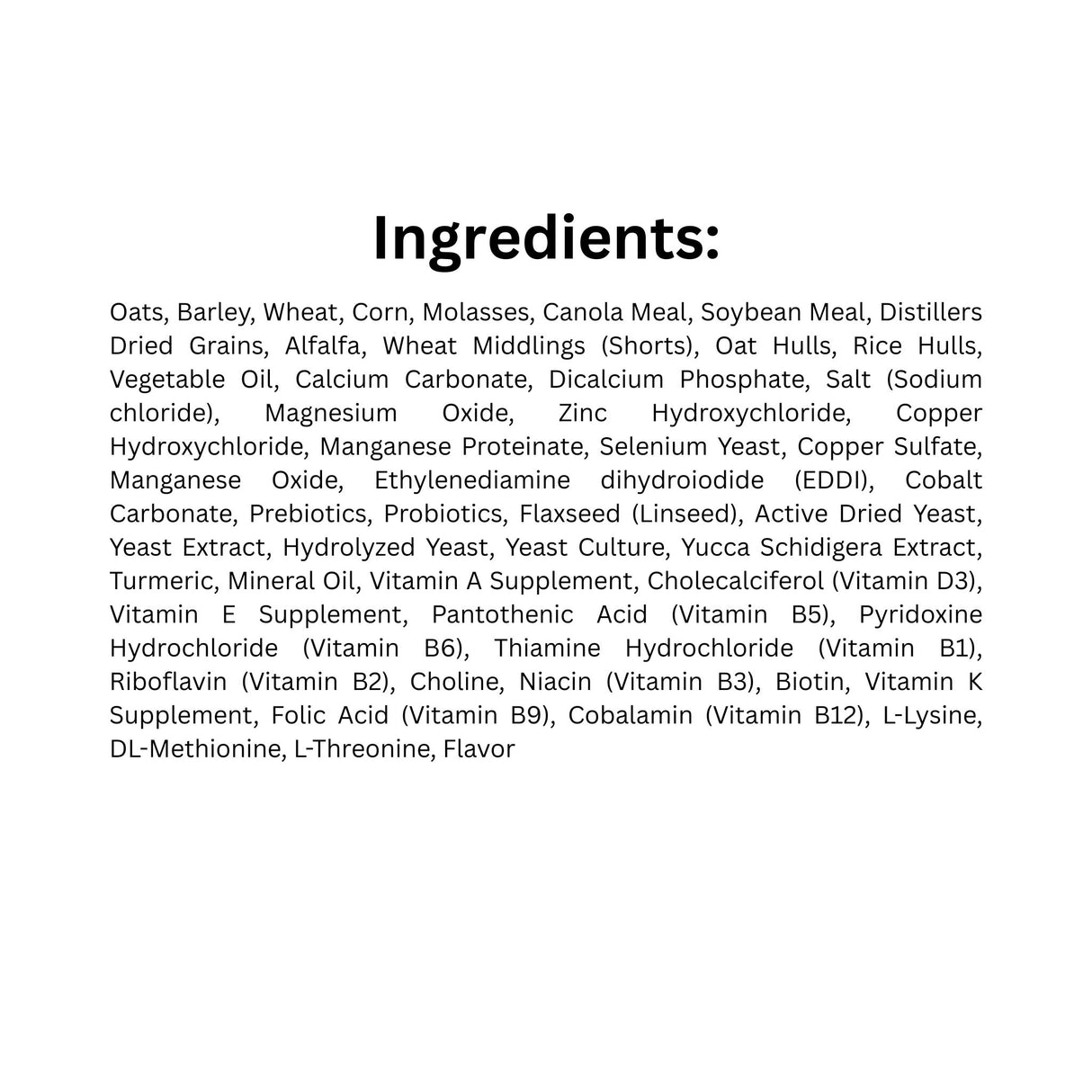 List of Ingredients of Step Right Step 2 Peak Performance Sport Horse Feed