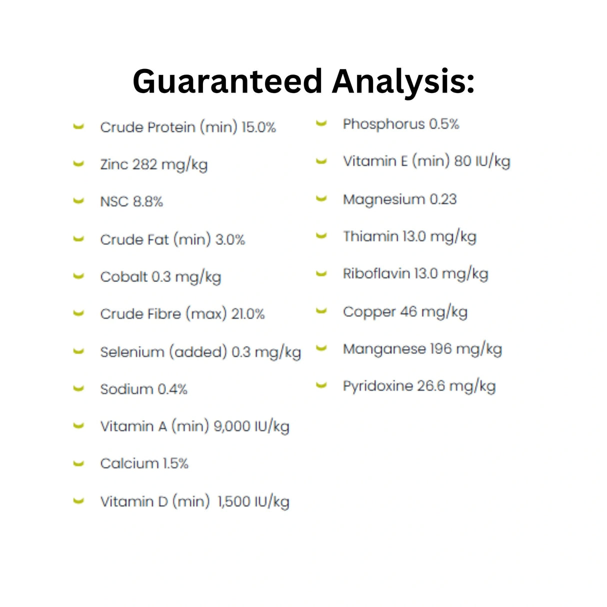 Guaranteed analysis of Step Right Step 3 Gen-A-Pro total forage replacer horse feed nutrition facts