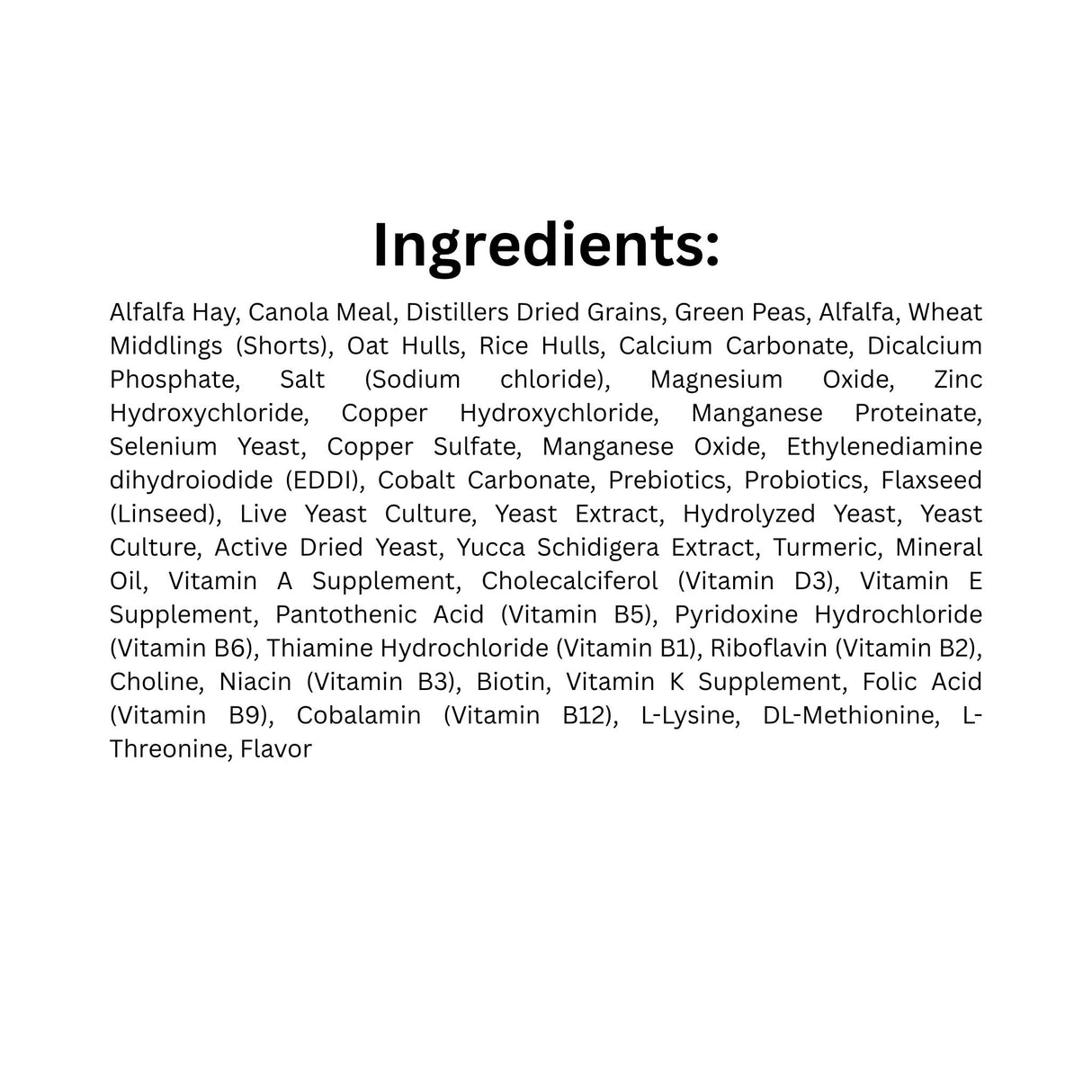 List of ingredients of Step Right Step 3 Gen-A-Pro total forage replacer horse feed