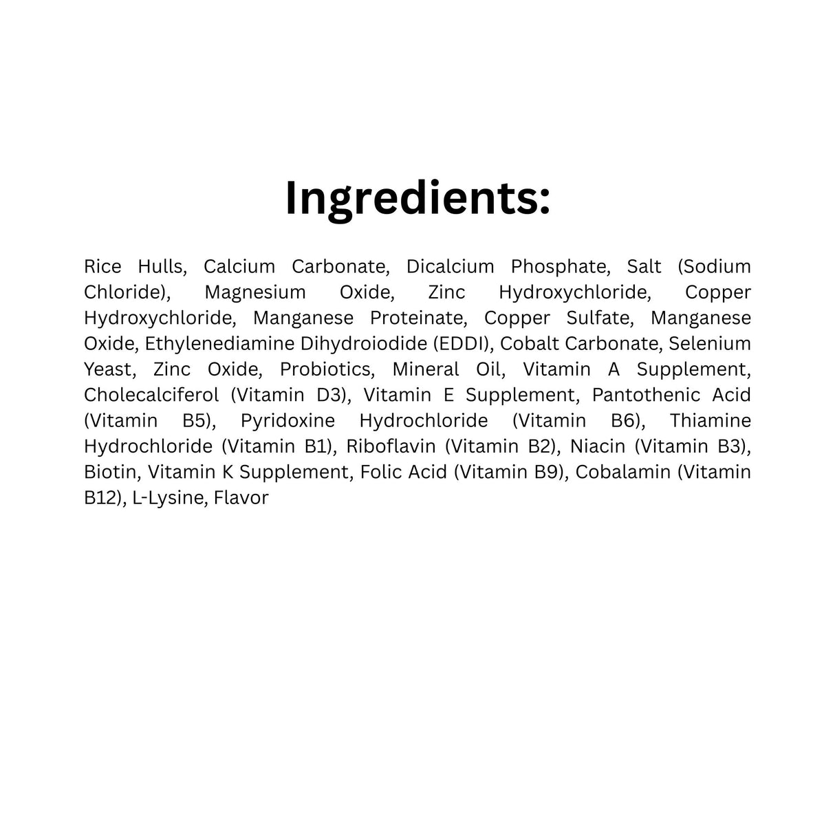 Ingredients list of Step Right Step 5 Top Up Mineral Fortifier Horse Feed