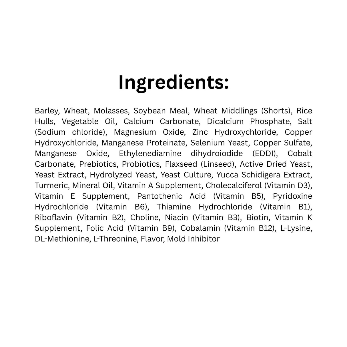 List of Ingredients of Step Right Step 6 Senior Age Well Horse Feed