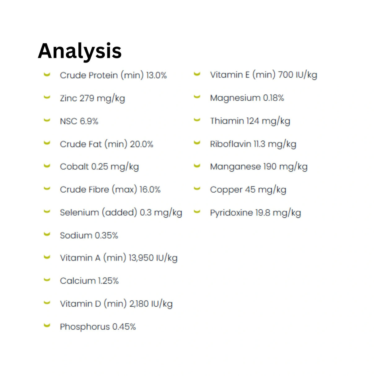 Guaranteed Analysis of Step Right Step 8 Hi-Fat Cool Energy Horse Feed