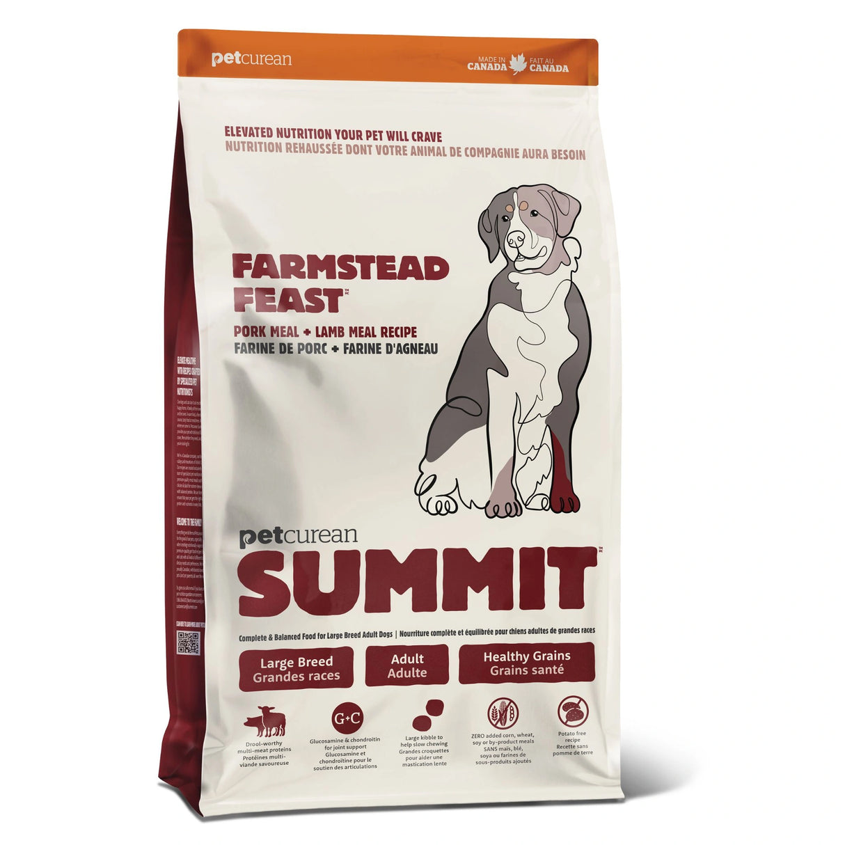 Front of Summit Pork Meal + Lamb Meal Recipe dog food bag on a white background
