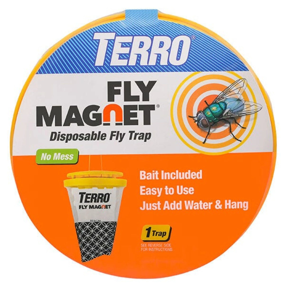 A front view of Terro Fly Magnet Disposable Fly Trap on a white background