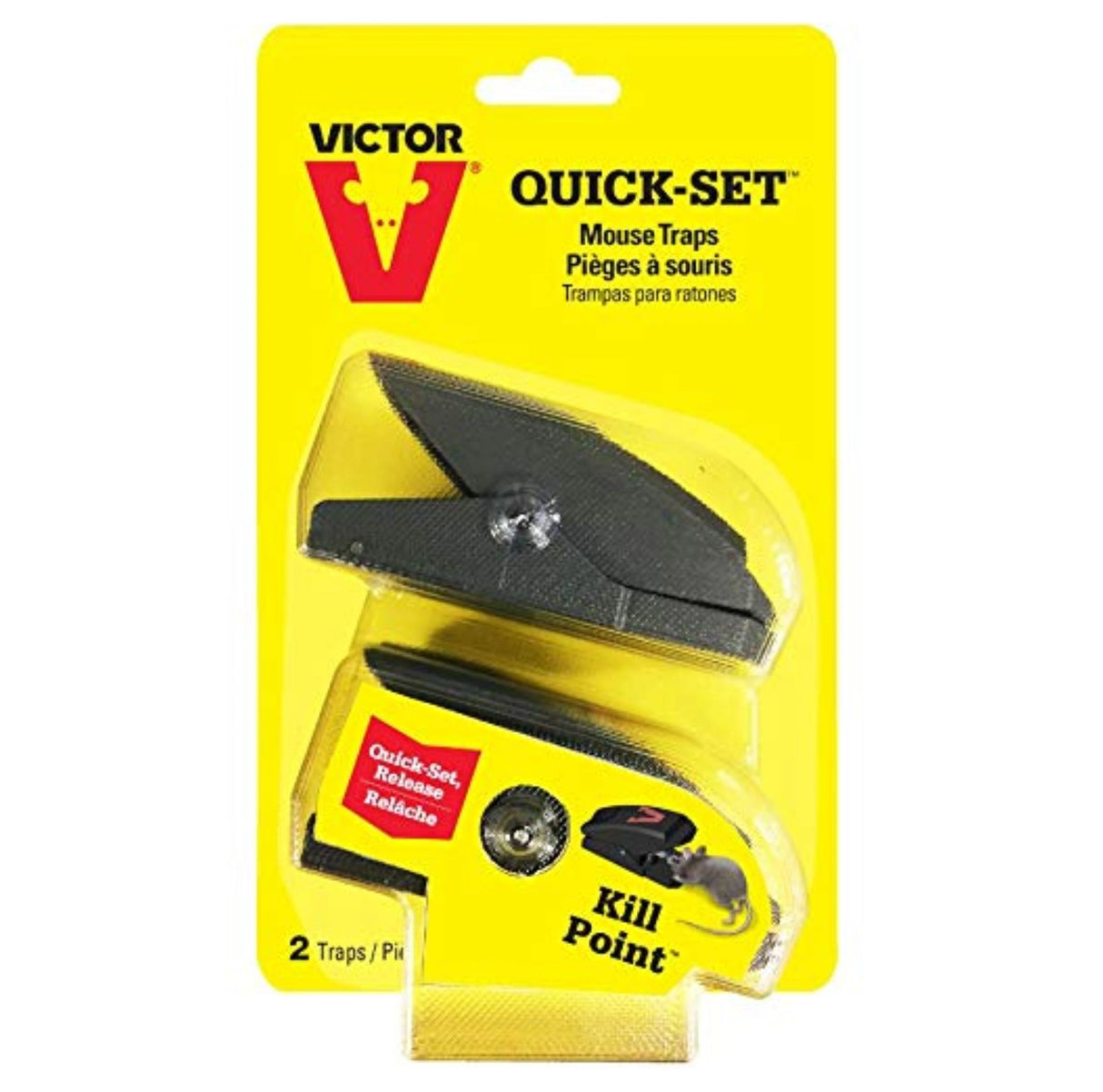 Front view of Victor Pest Quickset Mouse Trap 2-Pack on a white background