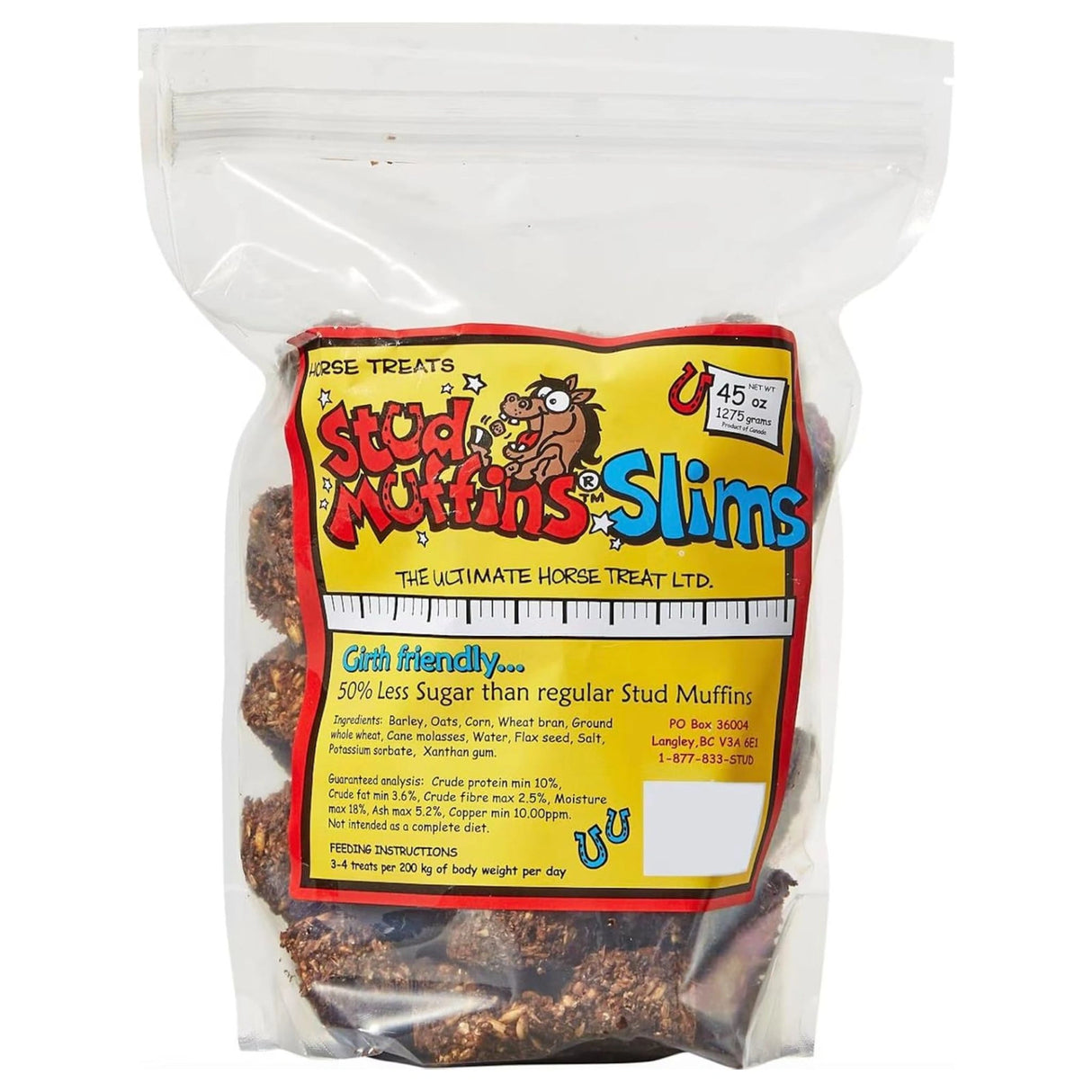 A front view of Western Rawhide Stud Muffins Slim Horse Treats on a white background