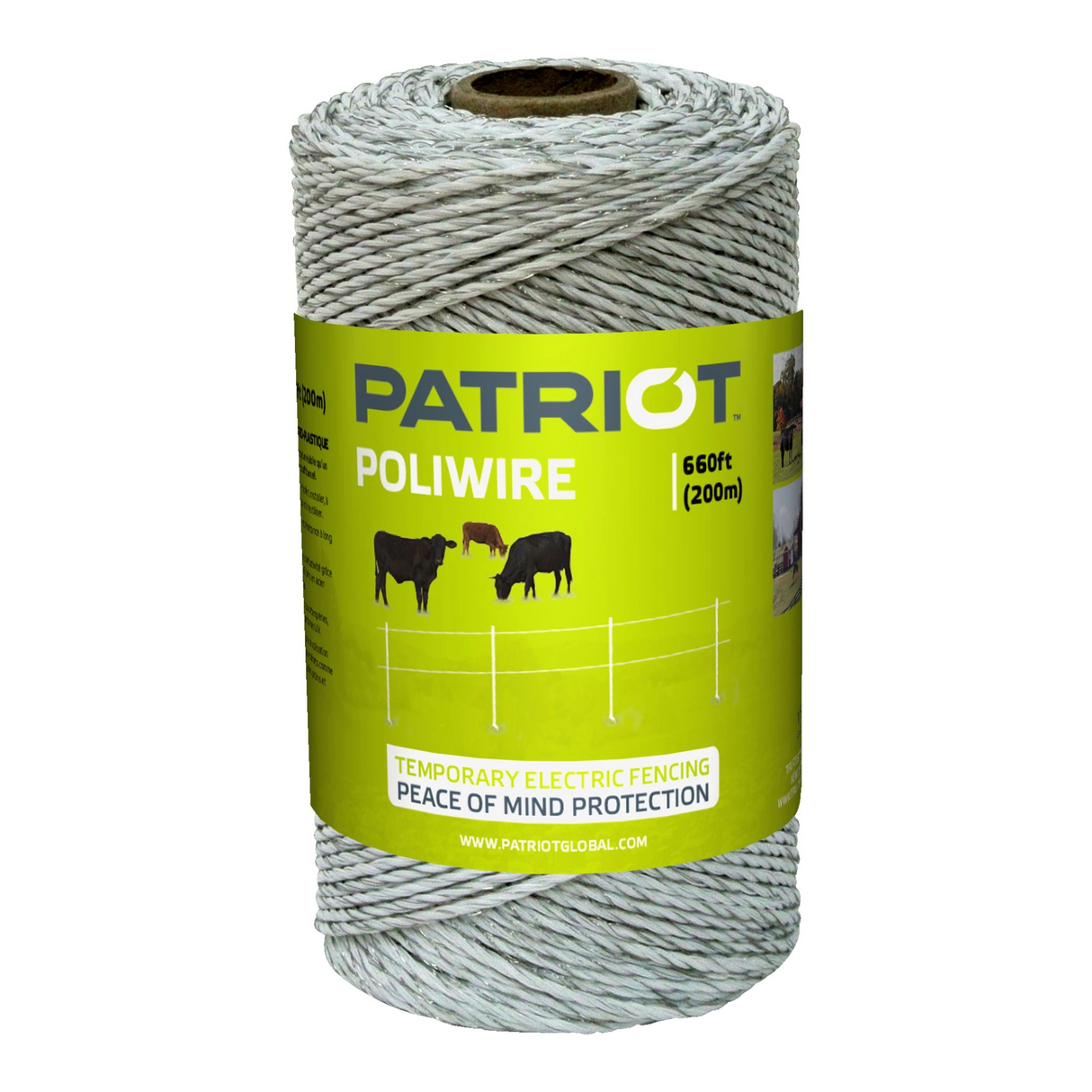Patriot Electric Fencing Wire | Poliwire | White | 660ft | Stainless Steel Conductors