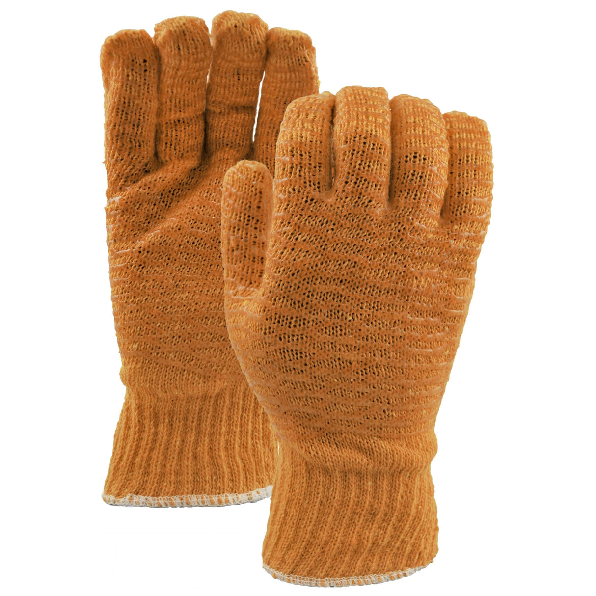 A close-up view of Watson Work Gloves 537 Gripper Poly Cotton Seamless Knit Snug Fit Wrist on a white background