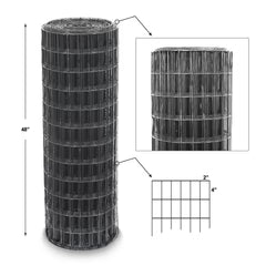 Black PVC Coated Multi-Purpose Mesh Fence | 2"×4" Multi-Purpose 12.5 Gauge | 48" × 100'