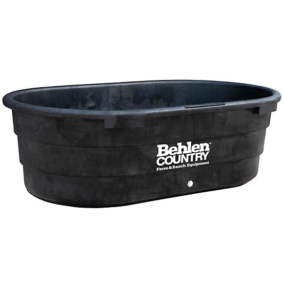 Stock Tank | Rigid Poly | 300 Gallon | Black Oval |Behlen 52123005