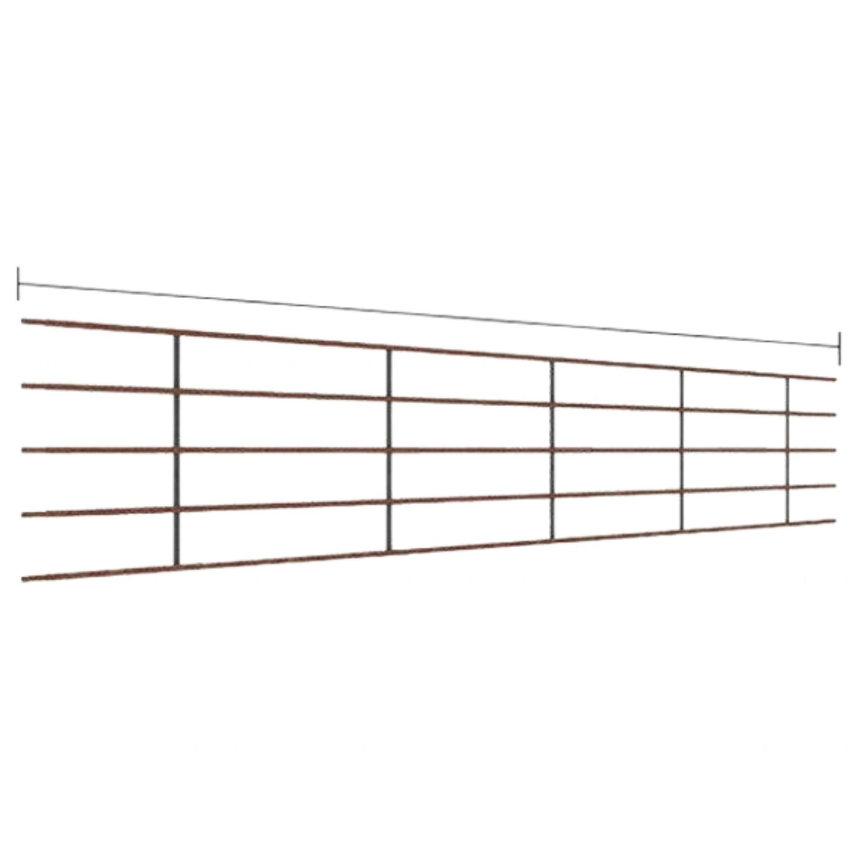 Dimensions of Light Duty Livestock Panel, 5 Rail 20' 2W Continuous on a white background