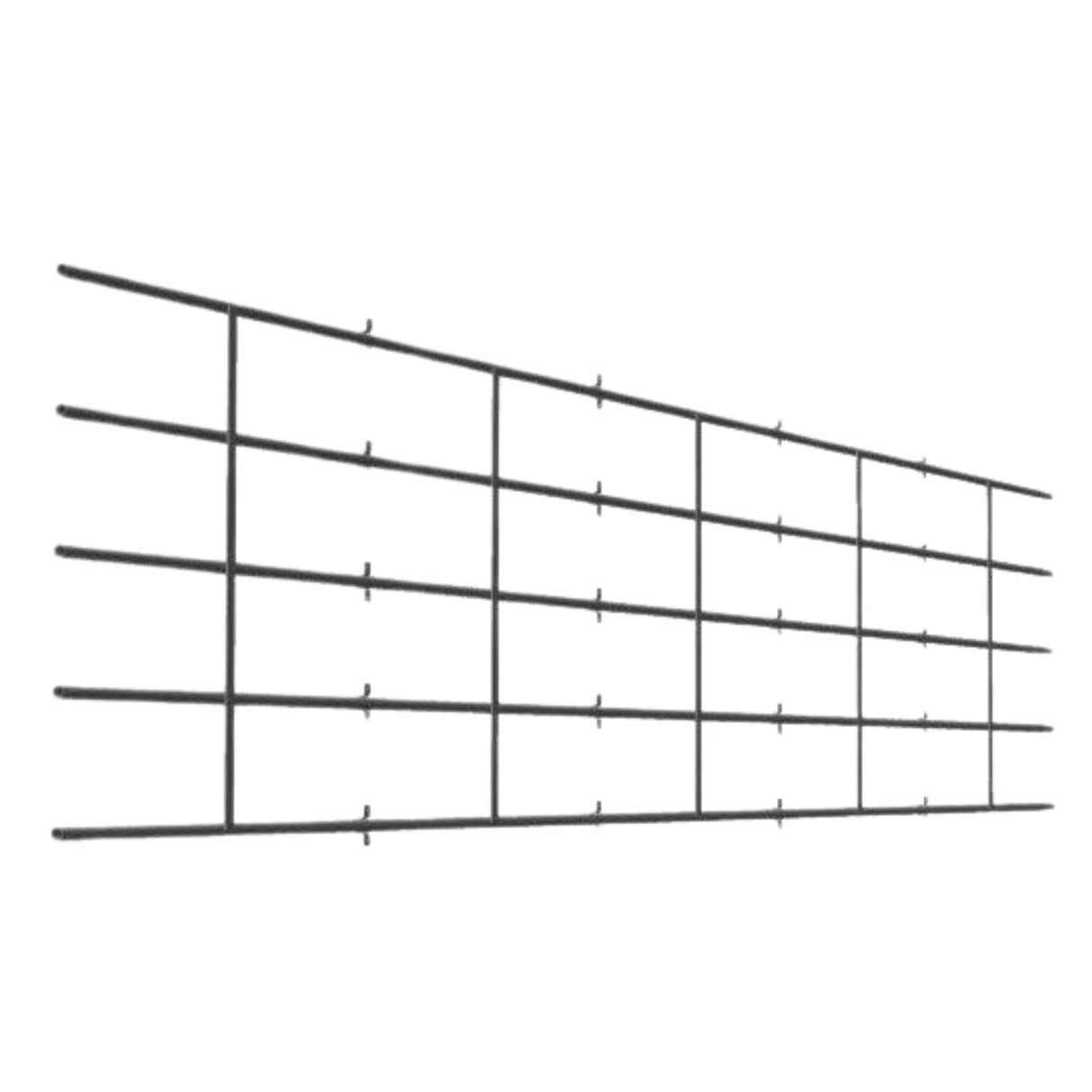 Angled view of Light Duty Livestock Panel, 5 Rail 20' 2W Continuous on a white background
