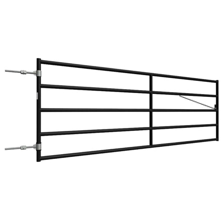 A front side view of 2W Heavy Duty Corral Gate 400 Series 5 Rail 4' on a white background