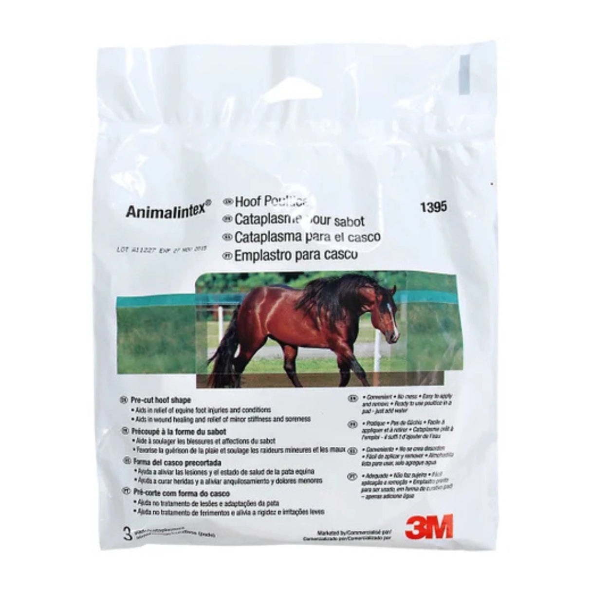 Front view of 3M Animalintex Horse Poultice pad on a white background
