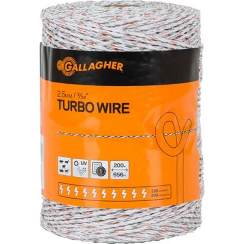 Gallagher Turbo Wire White 2.5Mm 656Ft/200M