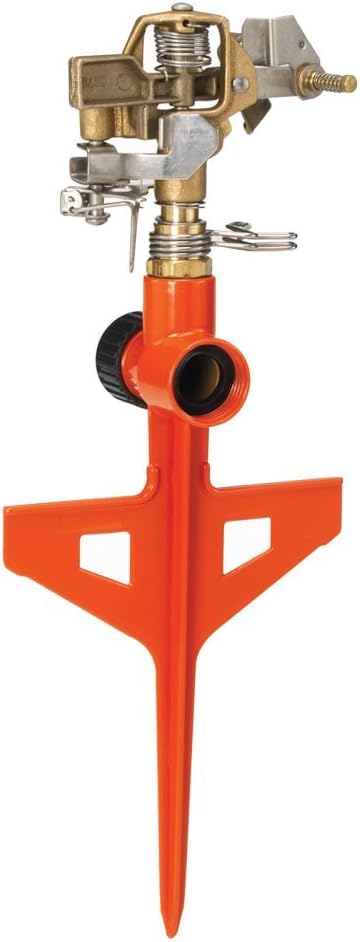 Dramm ColorStorm Impulse Stake Sprinkler | Brass Head | Step-In | 70 Ft.