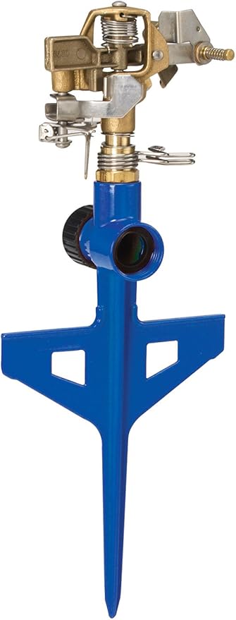 Dramm ColorStorm Impulse Stake Sprinkler | Brass Head | Step-In | 70 Ft.