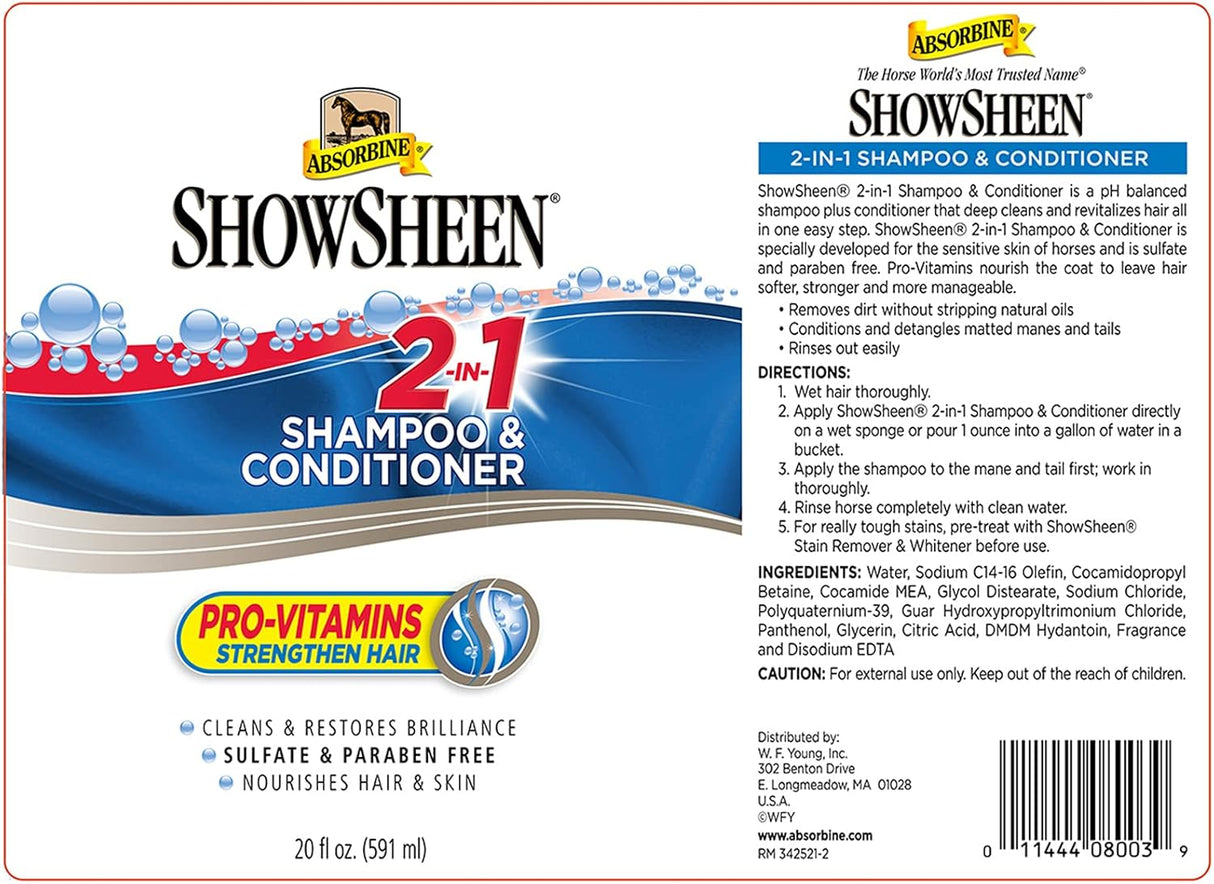 Absorbine ShowSheen 2-in-1 Shampoo & Conditioner for Horses | 590ml RTU