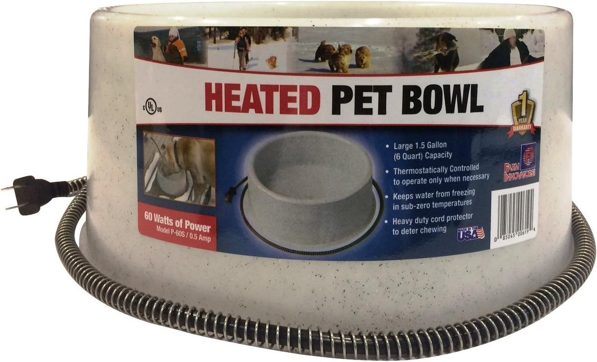 Heated Pet Bowl | 1.5 Gallon/5.6 Litres | Plastic | Farm Innovators P-60S