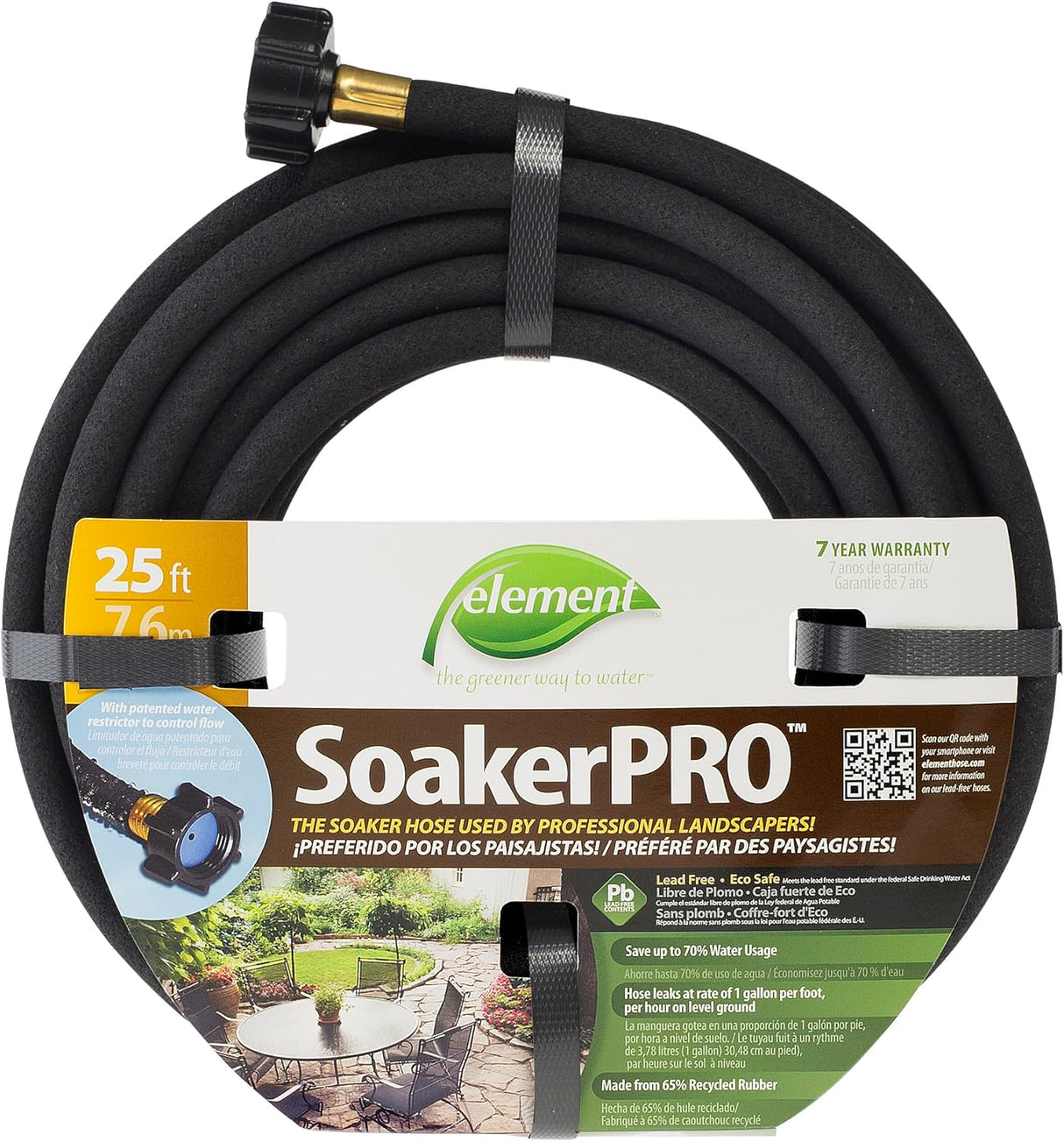 Soaker Hose | 3/8 x 25' | Rubber Construction | Swan Element Pro