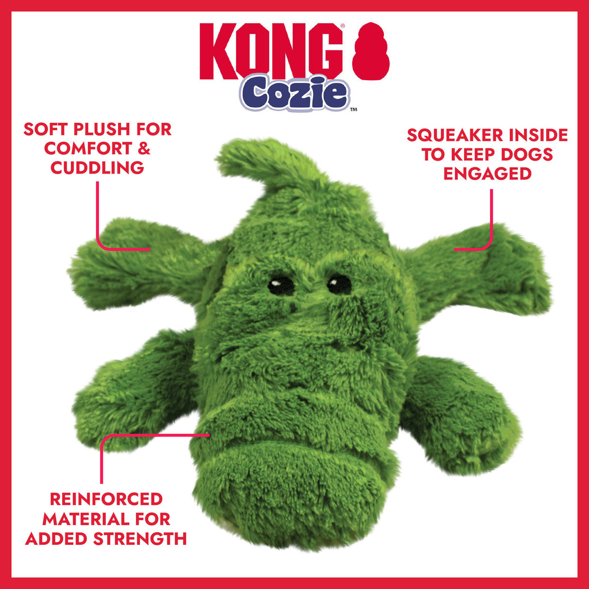 KONG Cozie Ali Alligator XLarge Plush Squeaky Dog Toy