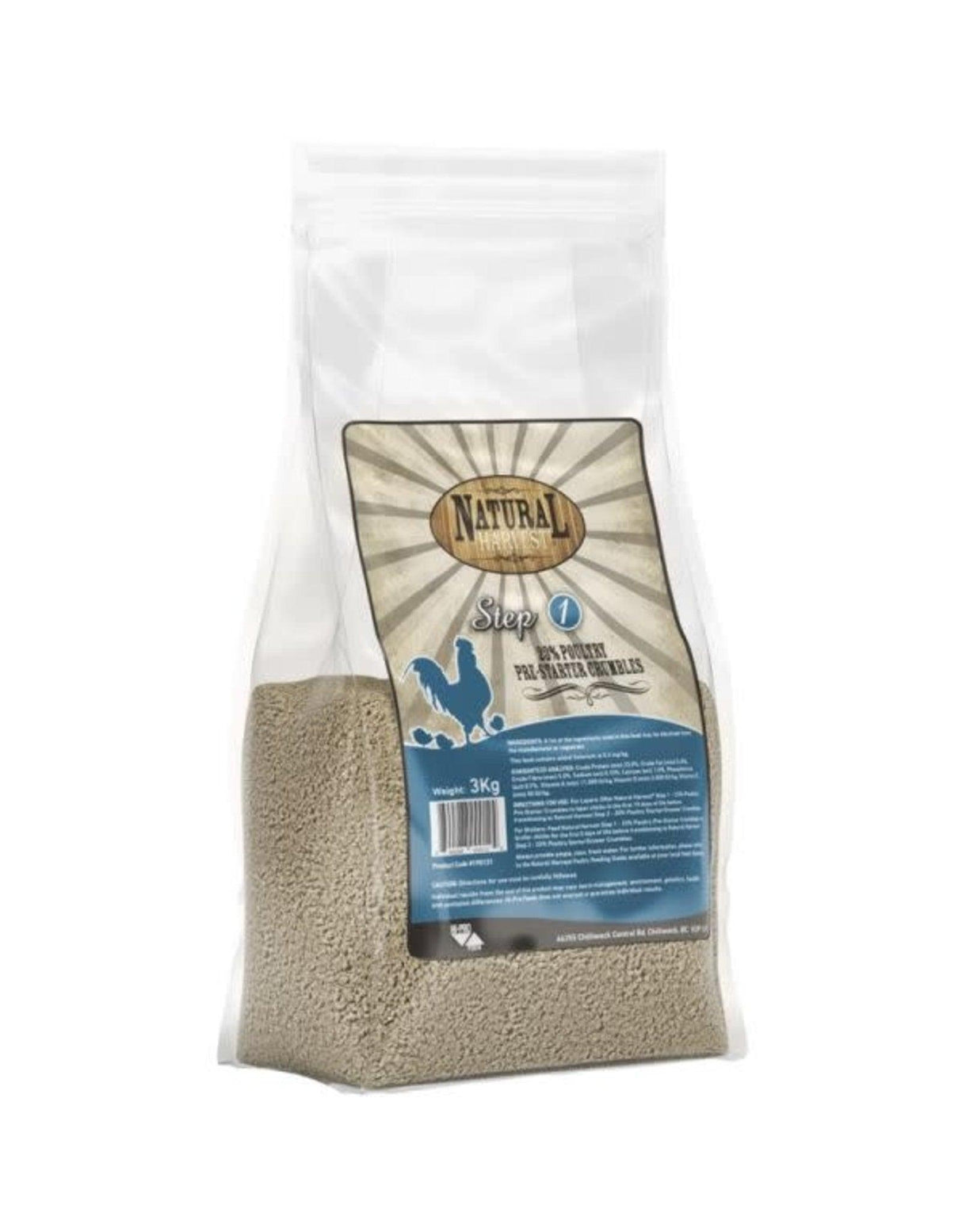 Natural Harvest Poultry Feeds - 23% Poultry Pre-Starter Crumbles - 3kg