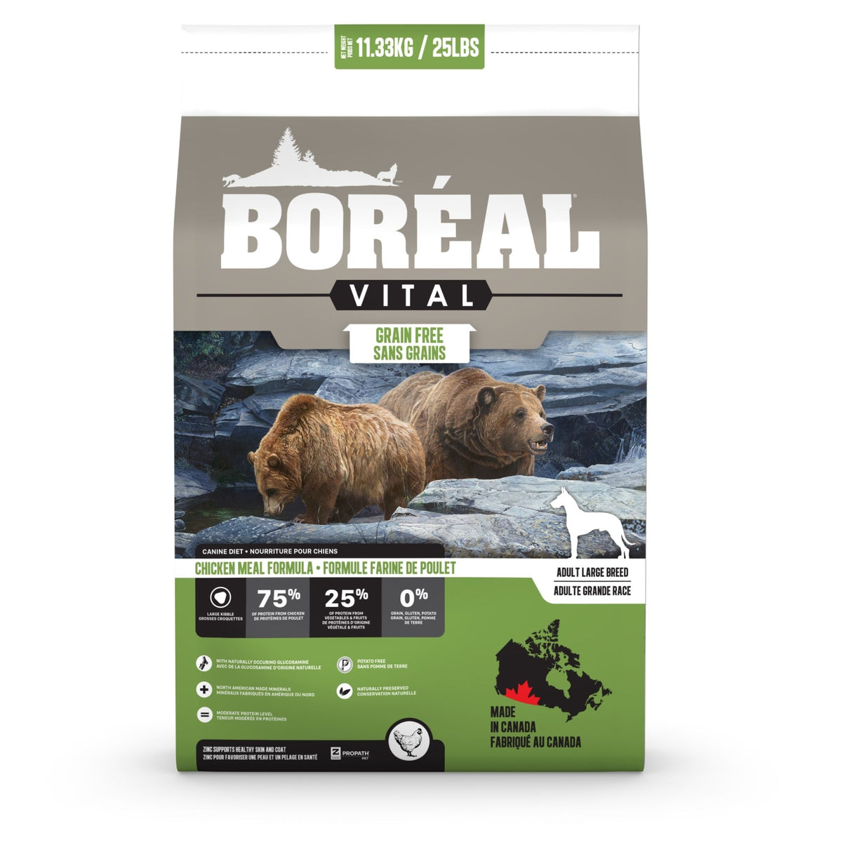 Boreal Pet Foods Vital Grain Free Large Breed Chicken Meal Dry Dog Food | 11.33kg