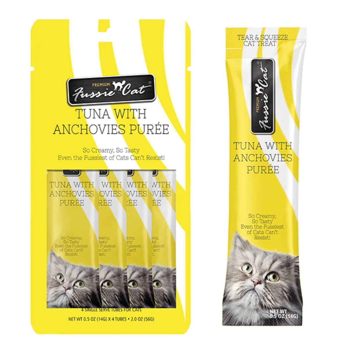 Fussie Cat Premium Tuna with Anchovies Puree Cat Treats