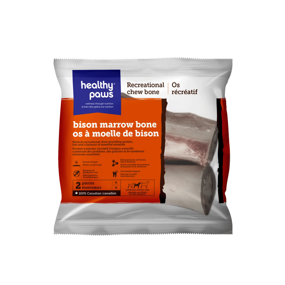 Healthy Paws Frozen Bison Marrow Bones 5-7" 1.36kg