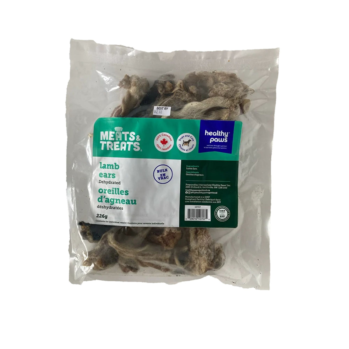 Healthy Paws Dehydrated Lamb Ears Dog Treats | 226g
