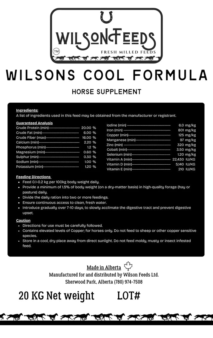 Wilson's Cool Formula | Grain-Free Soy-Free Horse Feed | 20 kg