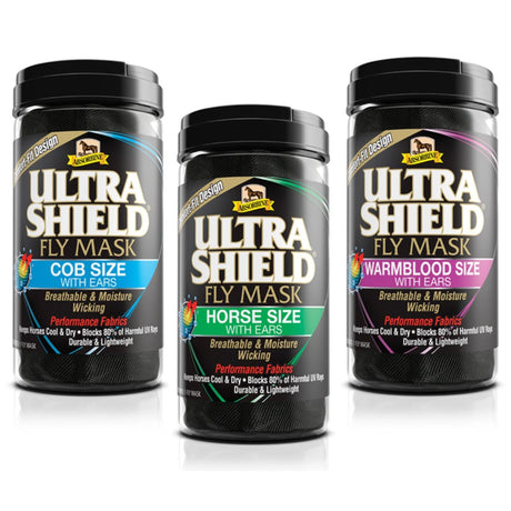 A front view of Absorbine Products UltraShield Fly Mask on a white background