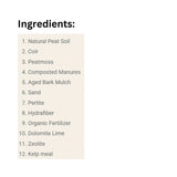 List of Ingredients of Cinnabar Valley Farms Premium Organic All Purpose Potting Soil 20L