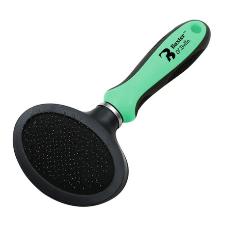 Front view of Baxter & Bella Small Oval Head Slicker Brush on a white background