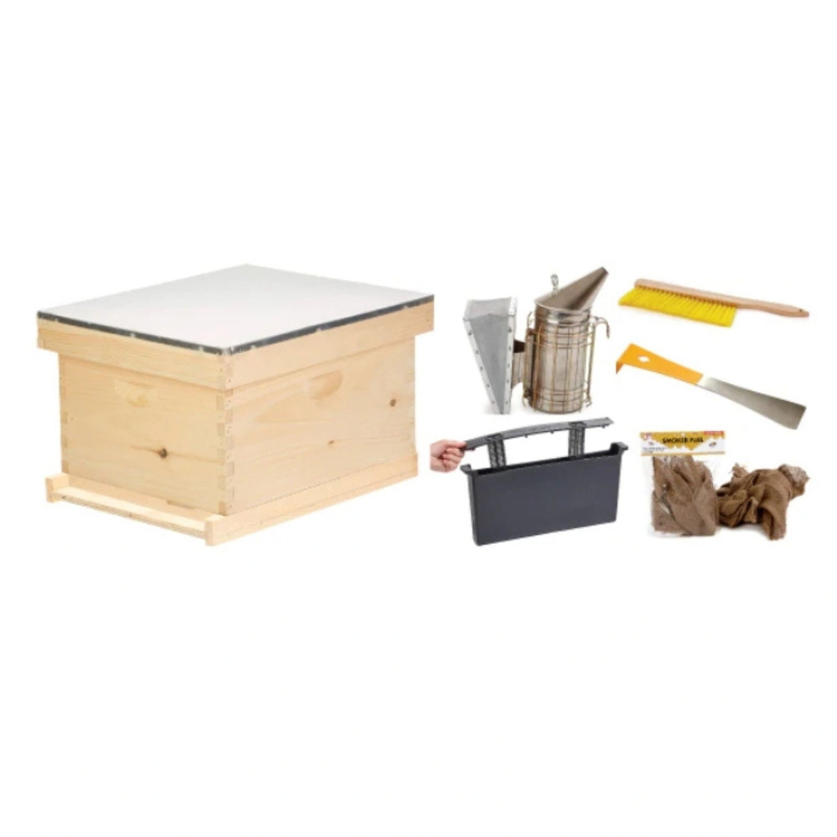 A front view of Little Giant Beekeeping Supplies 10-Frame Beginner Hive Kit on a white background