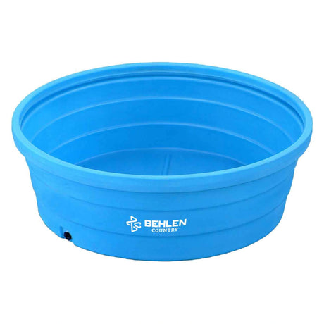 Front view of Behlen Country round stock tank with durable poly construction on a white background